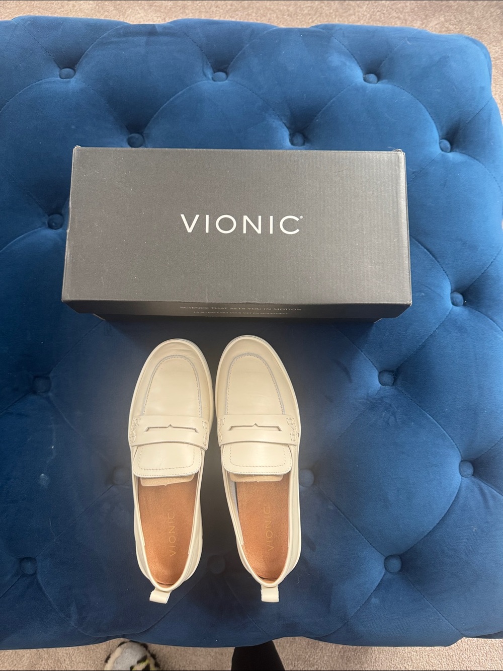 Vionic Cream Leather Penny Loafers